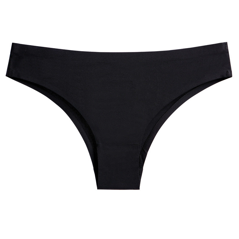 black color silky seamless no show sexy fashion comfortable underwear cheeky brazillian panty for women gym yoga front 