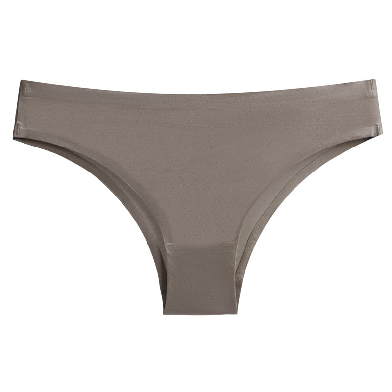  grey brown colour silky seamless no show sexy fashion comfortable underwear cheeky brazillian panty for women gym yoga front 