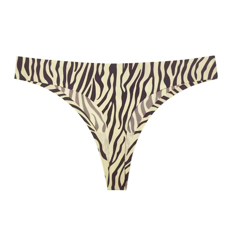 Zebra print sexy fashion seamless no show invisible underwear thong for women gym yoga